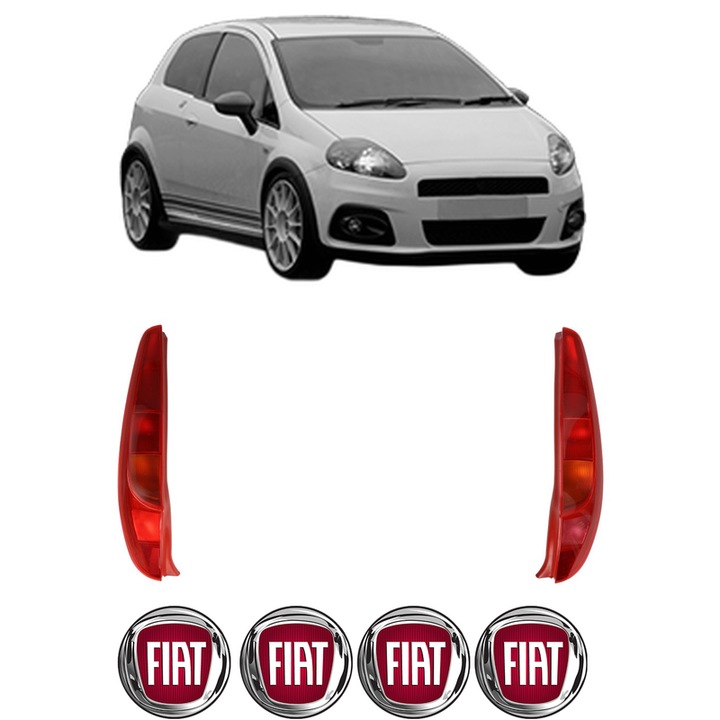 Set Stopuri Spate Stanga Dreapta FIAT PUNTO din 1999-2018, Auto, TYC, 4x Stickere auto cu FIAT