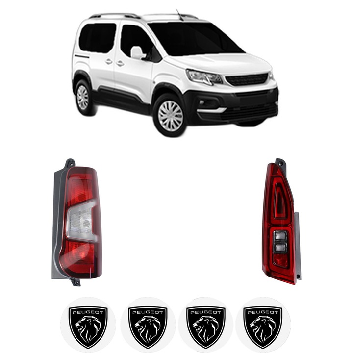Set Stopuri Spate Stanga Dreapta PEUGEOT RIFTER din 2018-2023, Auto, DEPO, 4x Stickere auto cu PEUGEOT