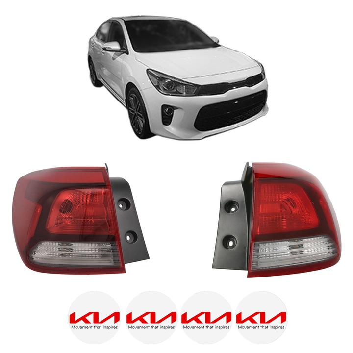 Set Stopuri Spate Stanga Dreapta KIA RIO IV Hatchback Van (YB, SC, FB) din 2017, Auto, TYC, 4x Stickere auto cu KIA