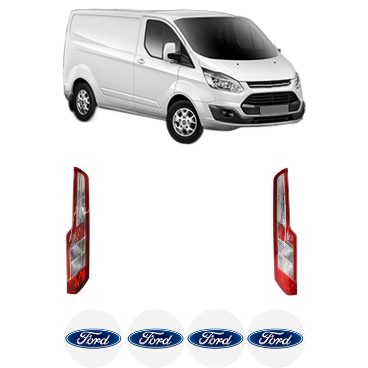 Set Stopuri Spate Stanga Dreapta FORD TRANSIT CUSTOM V362 Van (FY, FZ) din 2012-2023, Auto, DEPO, 4x Stickere auto cu FORD