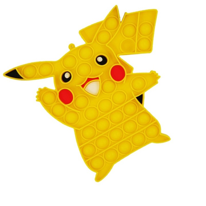 HOZRO Stresszoldó Játék, Pop it, Pikachu Modell – Puha Szilikon, Méret 19×18 cm, Sárga Szín, Ideális Relaxációhoz, Koncentrációhoz és Szórakozáshoz