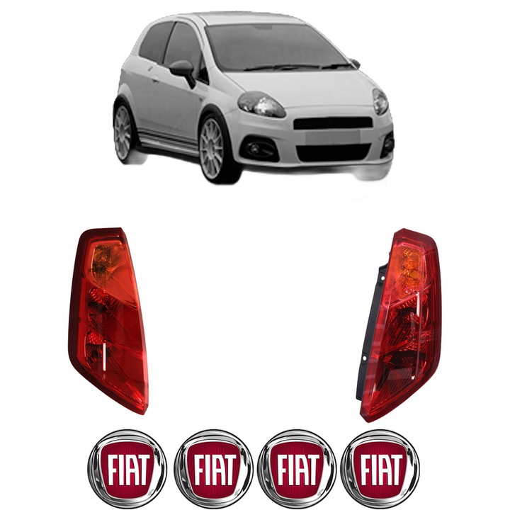 Set Stopuri Spate Stanga Dreapta FIAT GRANDE PUNTO Van (199_) din 2006-2013, Auto, TYC, 4x Stickere auto cu FIAT