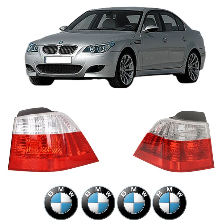 Set Stopuri Spate Stanga Dreapta BMW Seria 5 (E60) din 2001-2010, Auto, DEPO, 4x Stickere auto cu BMW