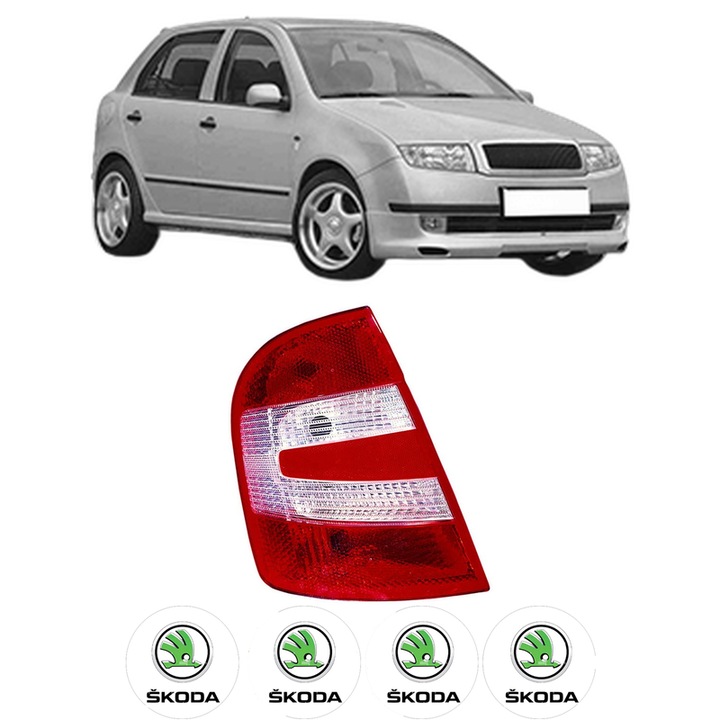 Lampa Stop Spate Stanga SKODA FABIA I (6Y2) din 1999-2008, Auto, DEPO, 4x Stickere auto cu SKODA