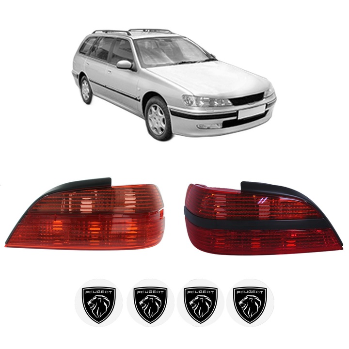 Set Stopuri Spate Stanga Dreapta PEUGEOT 406 Break (8E/F) din 1996-2004, Auto, DEPO, 4x Stickere auto cu PEUGEOT