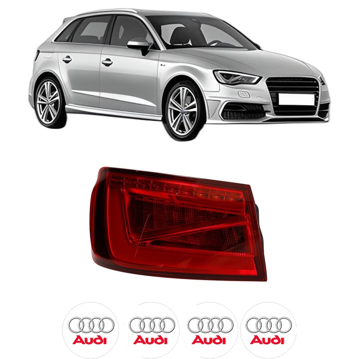 Lampa Stop Spate Stanga AUDI A3 Sportback (8VA, 8VF) din 2012-2020, Auto, TYC, 4x Stickere auto cu AUDI