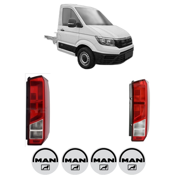 Set Stopuri Spate Stanga Dreapta MAN TGE Platform/Chassis (UZ_) din 2016-2024, Auto, TYC, 4x Stickere auto cu MAN