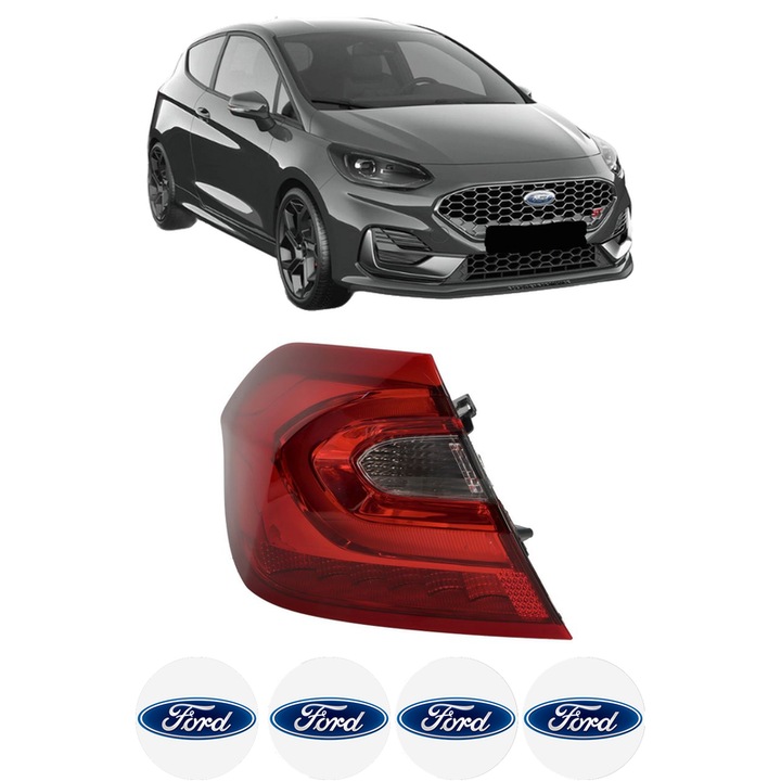 Lampa Stop Spate Stanga FORD FIESTA VII (HJ, HF) din 2017-2022, Auto, TYC, 4x Stickere auto cu FORD