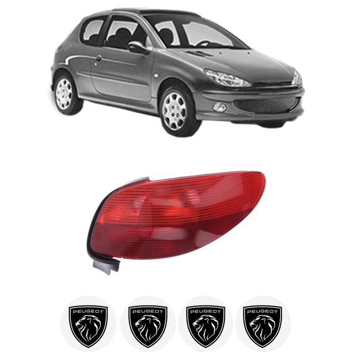 Lampa Stop Spate Dreapta PEUGEOT 206 Hatchback (2A/C) din 1998-2012, Auto, DEPO, 4x Stickere auto cu PEUGEOT