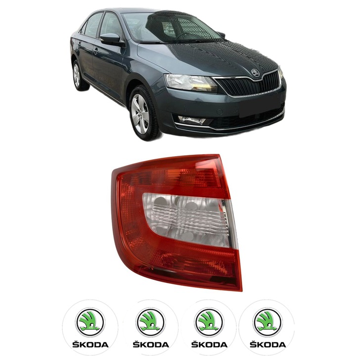 Lampa Stop Spate Stanga SKODA RAPID (NH3, NK3, NK6) din 2012-2022, Auto, DEPO, 4x Stickere auto cu SKODA