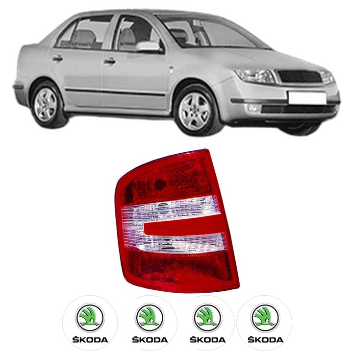 Lampa Stop Spate Stanga SKODA FABIA I Saloon (6Y3) din 1999-2007, Auto, DEPO, 4x Stickere auto cu SKODA