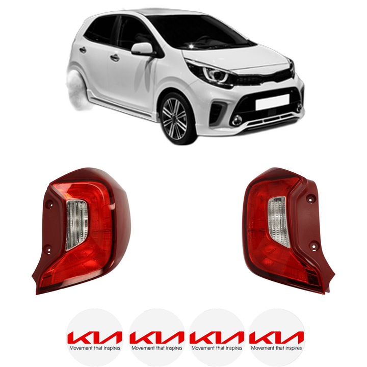 Set Stopuri Spate Stanga Dreapta KIA PICANTO III (JA) din 2017-2018, Auto, DEPO, 4x Stickere auto cu KIA