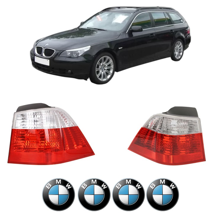 Set Stopuri Spate Stanga Dreapta BMW Seria 5 Touring (E61) din 2004-2010, Auto, DEPO, 4x Stickere auto cu BMW