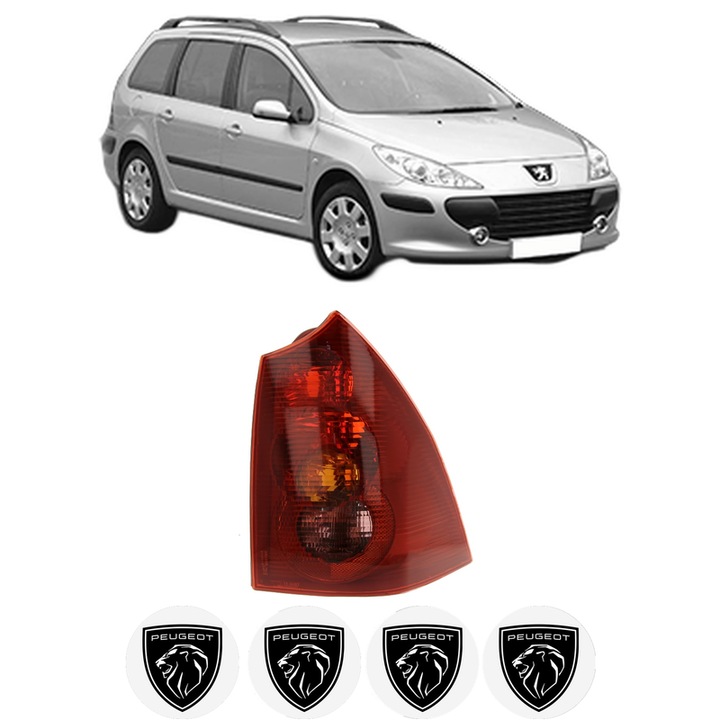 Lampa Stop Spate Dreapta PEUGEOT 307 Break (3E) din 2002-2009, Auto, TYC, 4x Stickere auto cu PEUGEOT