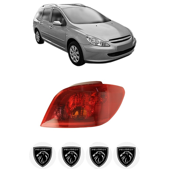 Lampa Stop Spate Dreapta PEUGEOT 307 SW Estate Van (3E_, 3H_) din 2003-2009, Auto, TYC, 4x Stickere auto cu PEUGEOT
