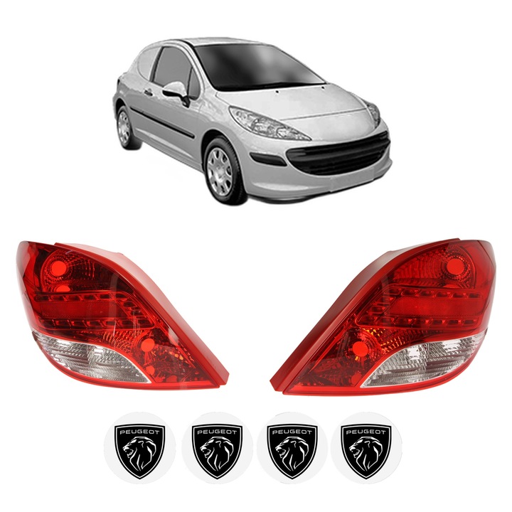 Set Stopuri Spate Stanga Dreapta PEUGEOT 207 Hatchback Van (WA_, WC_) din 2007-2012, Auto, TYC, 4x Stickere auto cu PEUGEOT