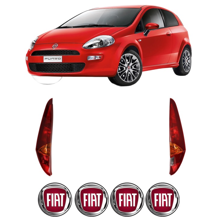 Set Stopuri Spate Stanga Dreapta FIAT PUNTO EVO Hatchback Van (199_) din 2009-2012, Auto, TYC, 4x Stickere auto cu FIAT