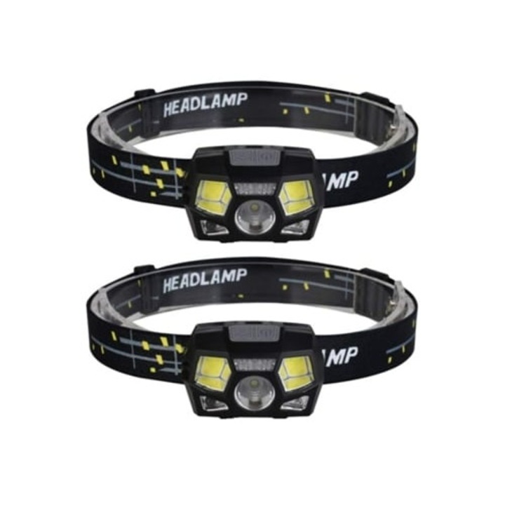 Set 2 Lanterne LED cu senzor de miscare, USB, rosu, negru