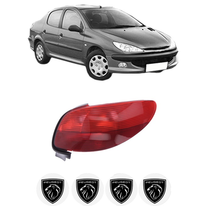 Lampa Stop Spate Dreapta PEUGEOT 206 Saloon din 2007-2008, Auto, DEPO, 4x Stickere auto cu PEUGEOT