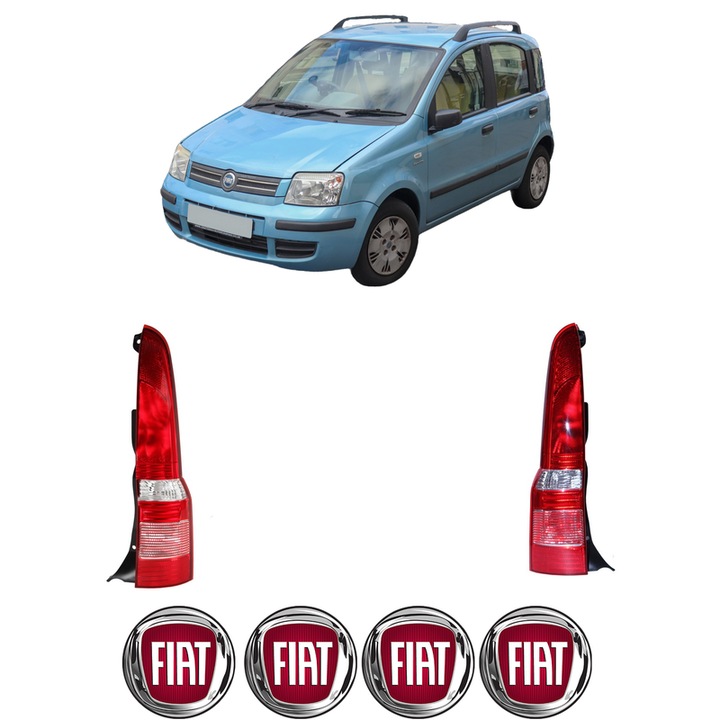 Set Stopuri Spate Stanga Dreapta FIAT PANDA Hatchback Van (169_) din 2004-2011, Auto, DEPO, 4x Stickere auto cu FIAT