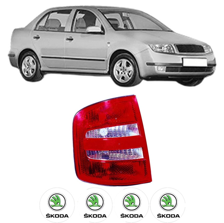 Lampa Stop Spate Stanga SKODA FABIA I Saloon (6Y3) din 1999-2007, Auto, DEPO, 4x Stickere auto cu SKODA