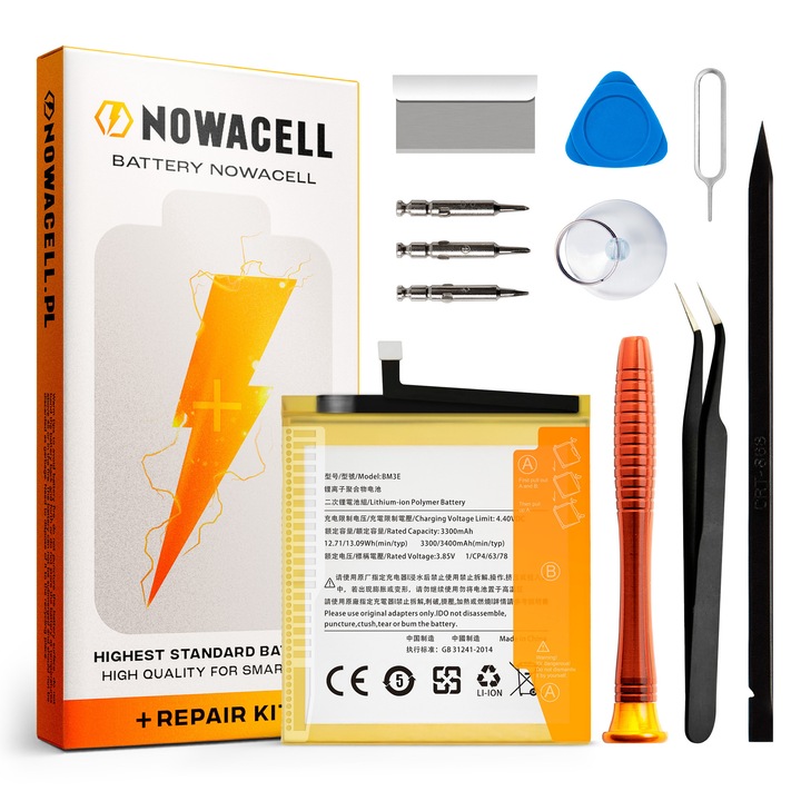 Батерия за телефон, BM3E, 3400 mAh, пълен комплект инструменти, за Xiaomi Mi 8