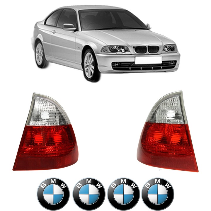 Set Stopuri Spate Stanga Dreapta BMW Seria 3 (E46) din 1997-2005, Auto, DEPO, 4x Stickere auto cu BMW