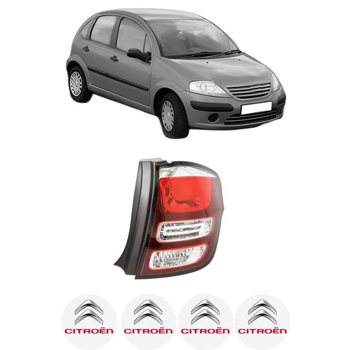 Lampa Stop Spate Dreapta CITROEN C3 I (FC_, FN_) din 2002-2012, Auto, TYC, 4x Stickere auto cu CITROEN