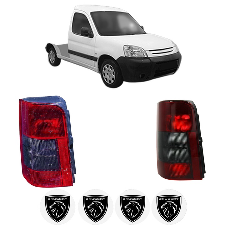 Set Stopuri Spate Stanga Dreapta PEUGEOT PARTNER Platform/Chassis (5_, G_) din 1997-2008, Auto, DEPO, 4x Stickere auto cu PEUGEOT