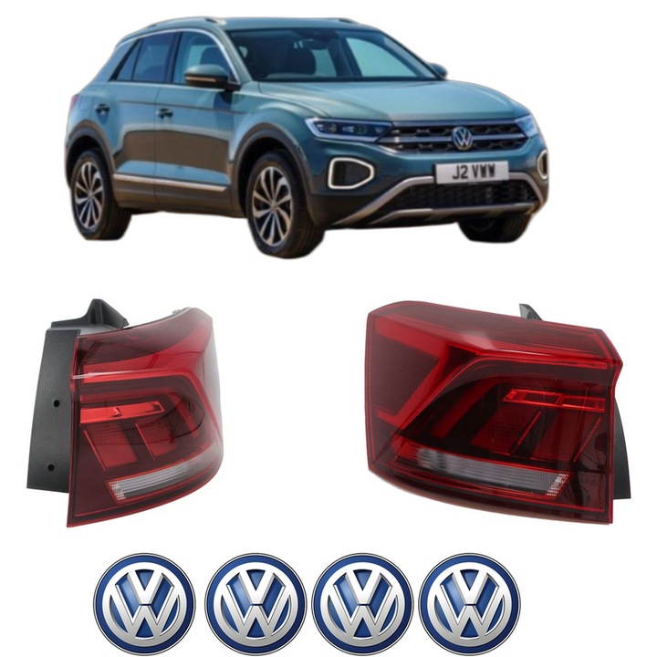 Set Stopuri Spate Stanga Dreapta Volkswagen T-ROC (A11, D11) din 2017-2021, Auto, DEPO, 4x Stickere auto cu Volkswagen