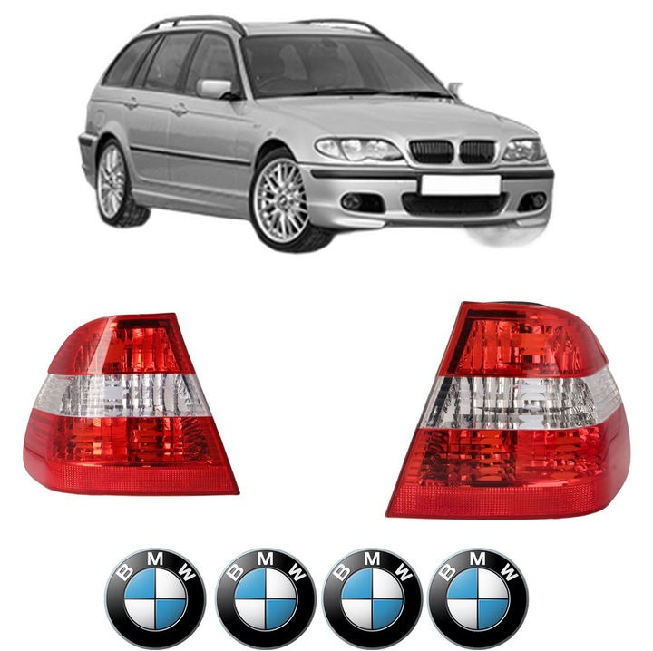 Set Stopuri Spate Stanga Dreapta BMW Seria 3 Touring (E46) din 1999-2005, Auto, TYC, 4x Stickere auto cu BMW