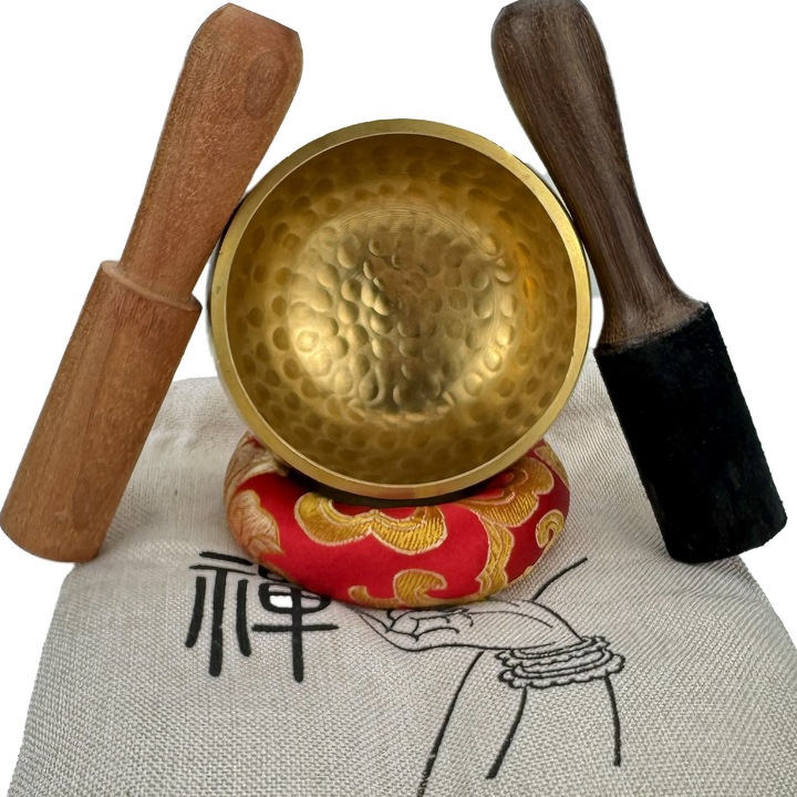 Тибетска пееща купа ръчна изработка 8,5 см + торбичка + възглавница + 2 палки