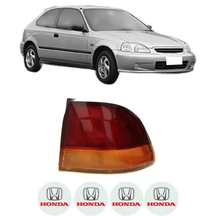 Lampa Stop Spate Stanga HONDA CIVIC VI Hatchback (EJ, EK) din 1995-2001, Auto, DEPO, 4x Stickere auto cu HONDA