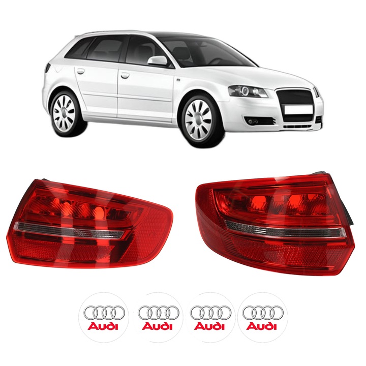 Set Stopuri Spate Stanga Dreapta AUDI A3 Sportback (8PA) din 2004-2013, Auto, DEPO, 4x Stickere auto cu AUDI