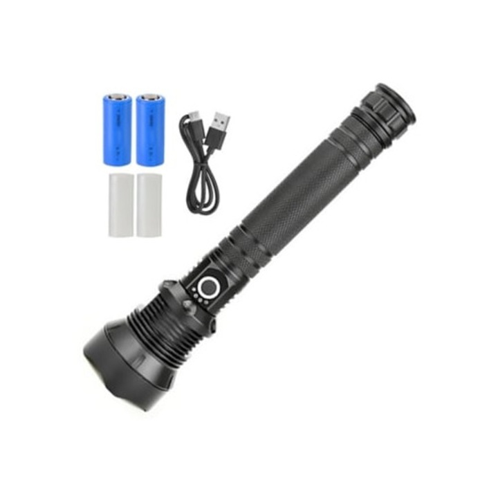 LED фенер 150 000 лумена, 5 режима, водоустойчив IPX7, черен