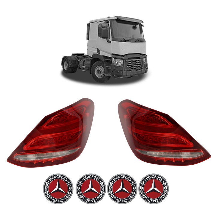 Set Stopuri Spate Stanga Dreapta MERCEDES-BENZ C din 1993-2021, Auto, DEPO, 4x Stickere auto cu MERCEDES-BENZ