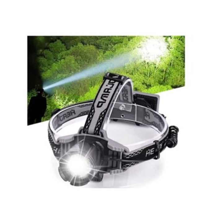 Lanterna CHRONUS TD-085 reincarcabila, 4 moduri, ajustabila, impermeabila, neagra