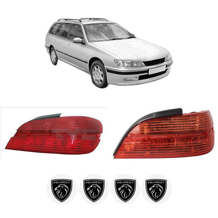 Set Stopuri Spate Stanga Dreapta PEUGEOT 406 Break (8E/F) din 1996-2004, Auto, TYC, 4x Stickere auto cu PEUGEOT