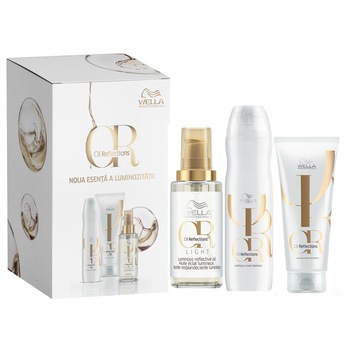 Set ingrijire par Wella Professionals Oil Reflections: Sampon, 250 ml + Balsam, 200 ml + Ulei de par, 100 ml Set ingrijire par Wella Professionals Oil Reflections: Sampon, 250 ml + Balsam, 200 ml + Ulei de par, 100 ml