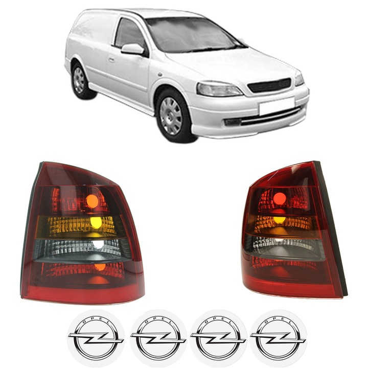 Set Stopuri Spate Stanga Dreapta OPEL ASTRA G Estate Van (F70) din 1998-2005, Auto, DEPO, 4x Stickere auto cu OPEL