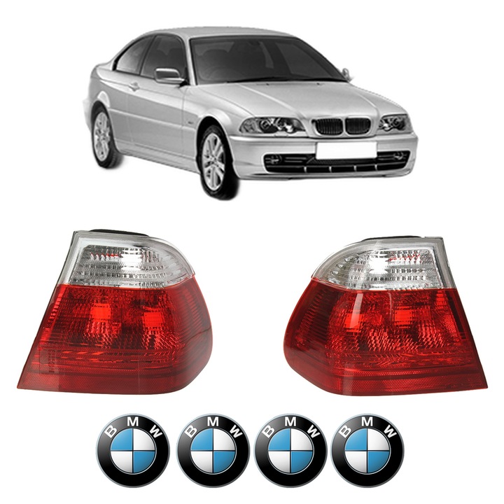Set Stopuri Spate Stanga Dreapta BMW Seria 3 (E46) din 1997-2005, Auto, DEPO, 4x Stickere auto cu BMW