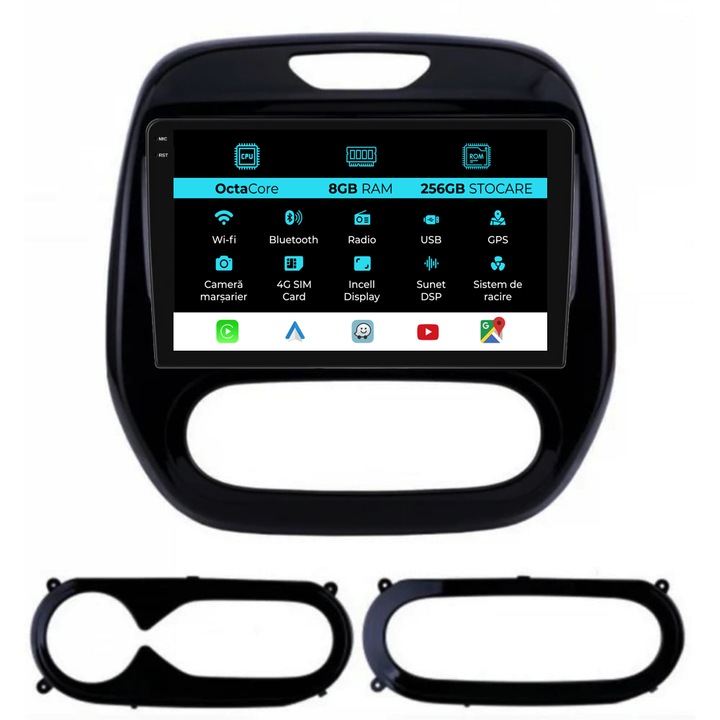Navigatie Dedicata Renault Captur (2013-2020), 9Inch, 8Gb Ram, 256Gb Stocare, CarPlay