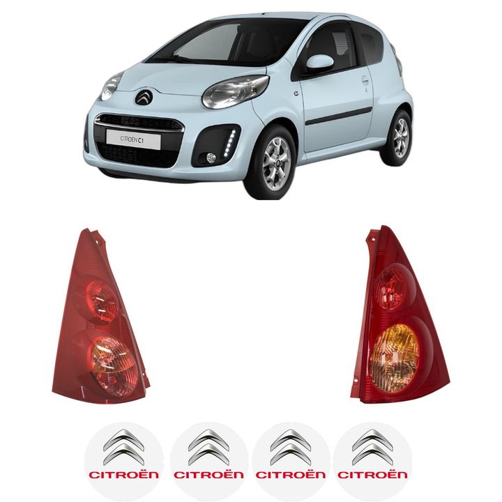 Set Stopuri Spate Stanga Dreapta CITROEN C1 (PM_, PN_) din 2005-2014, Auto, TYC, 4x Stickere auto cu CITROEN