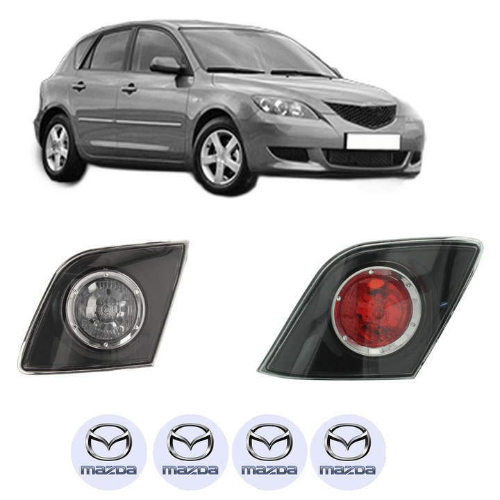 Set Stopuri Spate Stanga Dreapta MAZDA 3 (BK) din 2003-2009, Auto, DEPO, 4x Stickere auto cu MAZDA