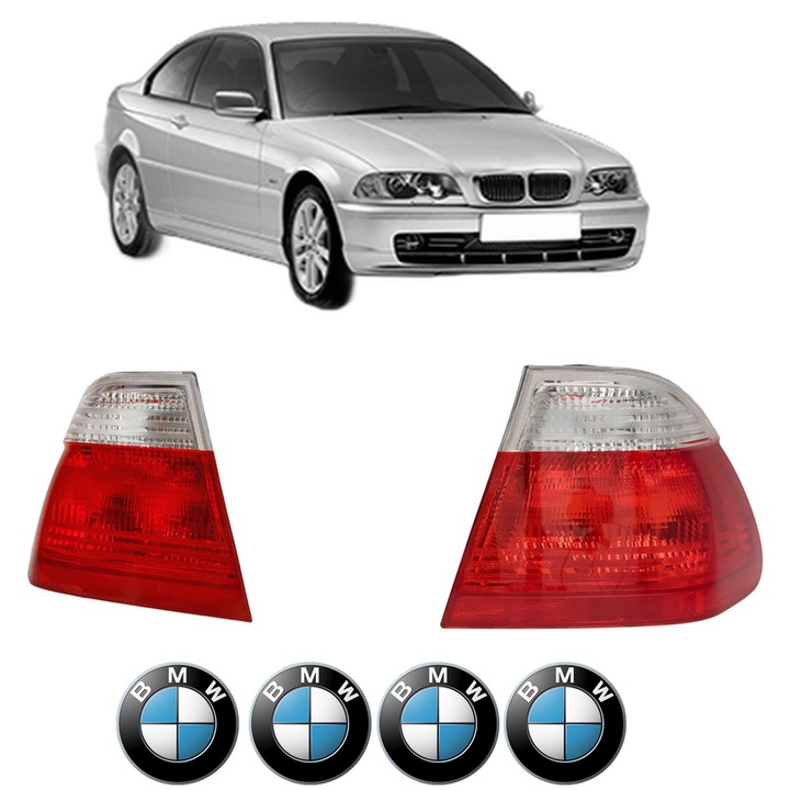 Set Stopuri Spate Stanga Dreapta BMW Seria 3 (E46) din 1997-2005, Auto, TYC, 4x Stickere auto cu BMW
