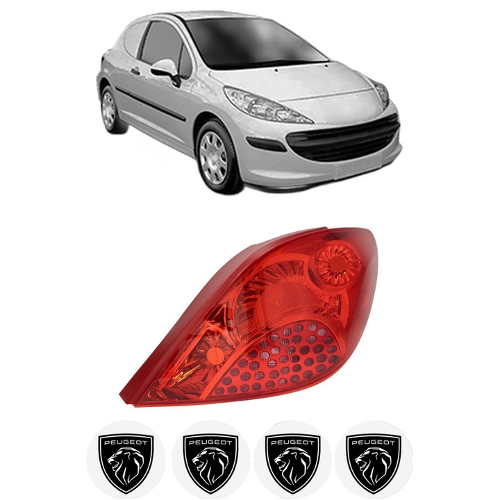 Lampa Stop Spate Dreapta PEUGEOT 207 Hatchback Van (WA_, WC_) din 2007-2012, Auto, TYC, 4x Stickere auto cu PEUGEOT