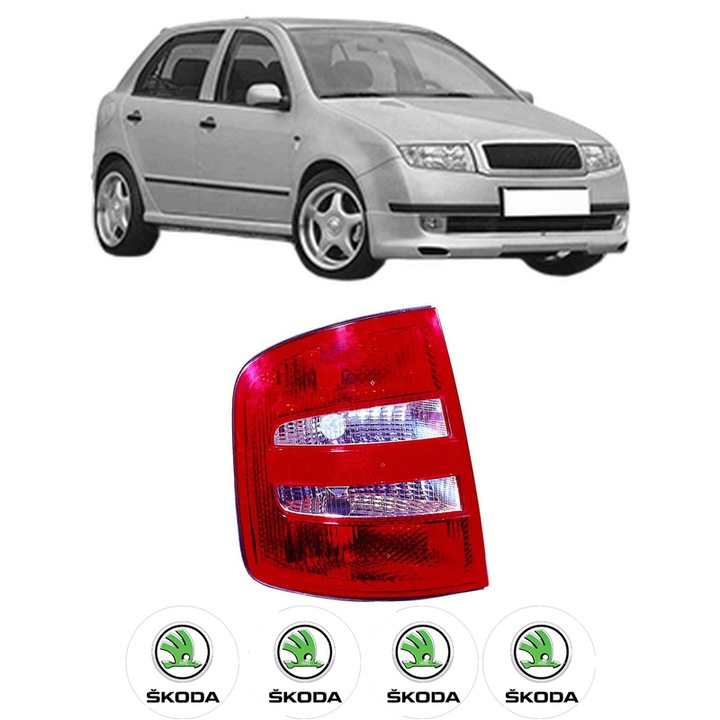 Lampa Stop Spate Stanga SKODA FABIA I (6Y2) din 1999-2008, Auto, DEPO, 4x Stickere auto cu SKODA