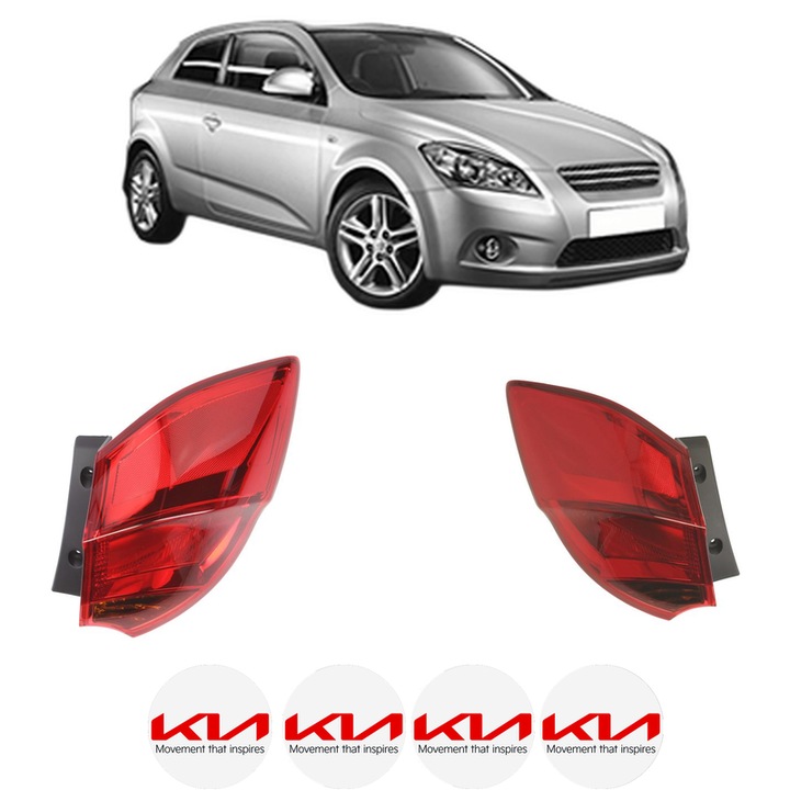 Set Stopuri Spate Stanga Dreapta KIA CEE'D Hatchback (ED) din 2006-2012, Auto, DEPO, 4x Stickere auto cu KIA