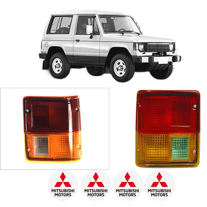 Set Stopuri Spate Stanga Dreapta MITSUBISHI PAJERO I (L04_G, L14_G) din 1987-1991, Auto, DEPO, 4x Stickere auto cu MITSUBISHI