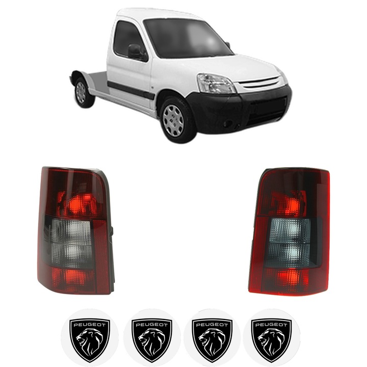 Set Stopuri Spate Stanga Dreapta PEUGEOT PARTNER Platform/Chassis (5_, G_) din 1997-2008, Auto, TYC, 4x Stickere auto cu PEUGEOT
